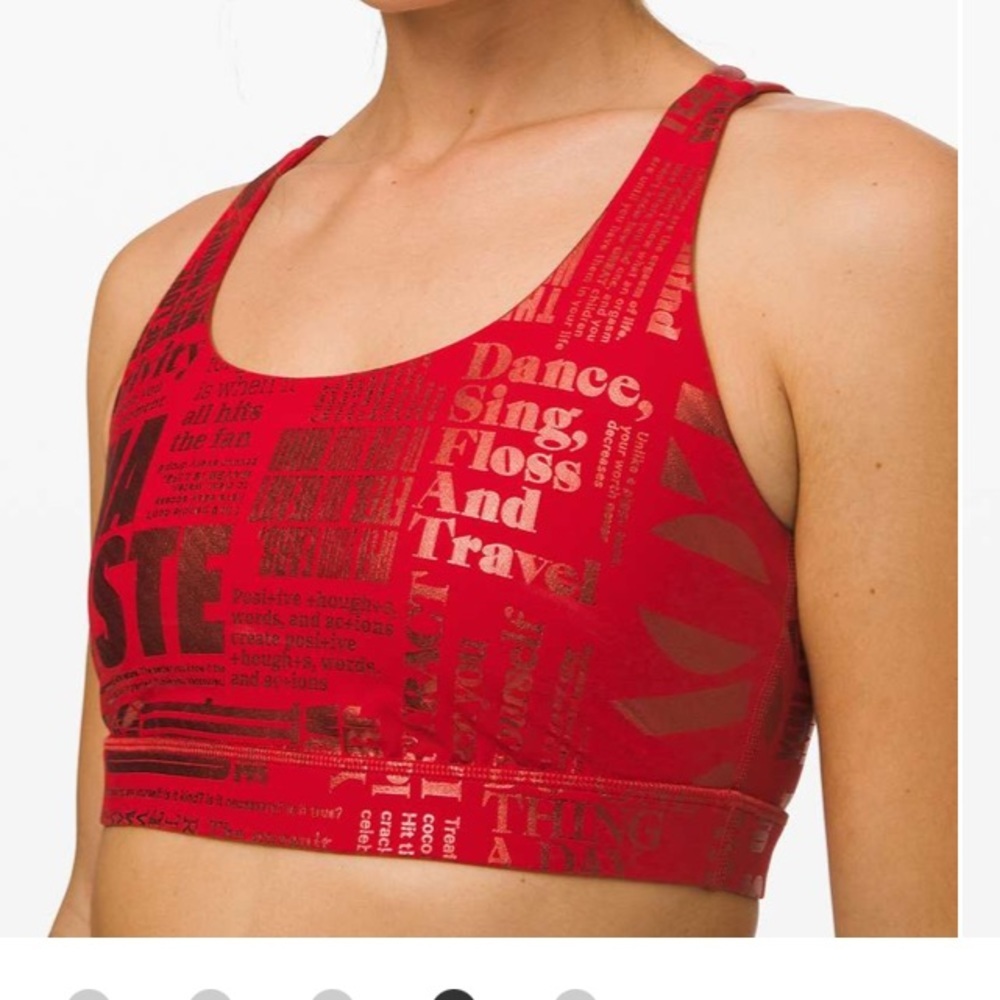 Lululemon red foil Energy Bra size 10